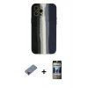 MARSİLYAN™- iPhone 12 Pro Kılıf Yadigar Çizgi - Siyah 34D Hayalet Izgaralı Cam + Metal Kamera Lens Koruma Cam - KI