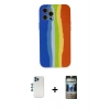 MARSİLYAN™- iPhone 12 Pro Kılıf Yadigar Çizgi - Siyah 34D Hayalet Izgaralı Cam + Shine Kamera Lens - MI