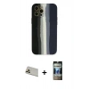 MARSİLYAN™- iPhone 12 Pro Kılıf Yadigar Çizgi - Siyah 34D Hayalet Izgaralı Cam + Rainbow Kamera Lens Koruma Cam - GD