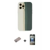 MARSİLYAN™- iPhone 12 Pro Kılıf Yadigar Çizgi - Siyah 34D Hayalet Izgaralı Cam + Shine Kamera Lens Koruma Cam - SABE