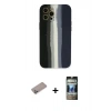 MARSİLYAN™- iPhone 12 Pro Kılıf Yadigar Çizgi - Siyah 34D Hayalet Izgaralı Cam + Shine Kamera Lens Koruma Cam - SABE