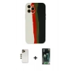 MARSİLYAN™- iPhone 12 Pro Kılıf Yadigar Çizgi - Siyah 360 Mat Full Body Arka Koruyucu + Shine Kamera Lens - GD
