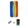 MARSİLYAN™- iPhone 12 Pro Kılıf Yadigar Çizgi - Siyah 360 Mat Full Body Arka Koruyucu + Shine Kamera Lens Koruma Cam - GS