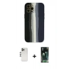 MARSİLYAN™- iPhone 12 Pro Kılıf Yadigar Çizgi - Siyah 360 Mat Full Body Arka Koruyucu + Shine Kamera Lens - GS