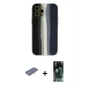 MARSİLYAN™- iPhone 12 Pro Kılıf Yadigar Çizgi - Siyah 360 Mat Full Body Arka Koruyucu + Renkli Kamera Lens Koruma Cam - PE