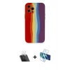 MARSİLYAN™- iPhone 12 Pro Kılıf Yadigar Çizgi - Siyah 3D Antistatik Cam Ekran Koruyucu + Kamera Lens Koruma Cam - SF