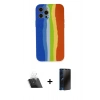 MARSİLYAN™- iPhone 12 Pro Kılıf Yadigar Çizgi - Siyah 3D Antistatik Hayalet Cam Ekran Koruyucu + Kamera Lens Koruma Cam - SF