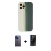 MARSİLYAN™- iPhone 12 Pro Kılıf Yadigar Çizgi - Siyah 3D Antistatik Hayalet Cam Ekran Koruyucu + Neon Fosforlu Kamera Lens - MI
