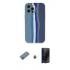 MARSİLYAN™- iPhone 12 Pro Kılıf Yadigar Çizgi - Siyah 3D Antistatik Hayalet Cam Ekran Koruyucu + Metal Kamera Lens Koruma Cam - MR