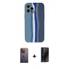 MARSİLYAN™- iPhone 12 Pro Kılıf Yadigar Çizgi - Siyah 3D Antistatik Hayalet Cam Ekran Koruyucu + Neon Fosforlu Kamera Lens - SI