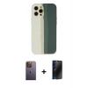 MARSİLYAN™- iPhone 12 Pro Kılıf Yadigar Çizgi - Siyah 3D Antistatik Hayalet Cam Ekran Koruyucu + Neon Fosforlu Kamera Lens - SI