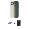 MARSİLYAN™- iPhone 12 Pro Kılıf Yadigar Çizgi - Siyah 3D Antistatik Hayalet Cam Ekran Koruyucu + Renkli Kamera Lens Koruma Cam - SI