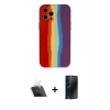 MARSİLYAN™- iPhone 12 Pro Kılıf Yadigar Çizgi - Siyah 3D Antistatik Hayalet Cam Ekran Koruyucu + Kamera Lens Koruma Cam - SF