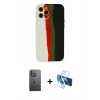 MARSİLYAN™- iPhone 12 Pro Kılıf Yadigar Çizgi - Siyah 3D Antistatik Seramik Nano Ekran Koruyucu + Neon Fosforlu Kamera Lens - BZ
