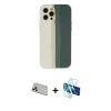 MARSİLYAN™- iPhone 12 Pro Kılıf Yadigar Çizgi - Siyah 3D Antistatik Seramik Nano Ekran Koruyucu + Rainbow Kamera Lens Koruma Cam - GD