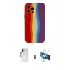 MARSİLYAN™- iPhone 12 Pro Kılıf Yadigar Çizgi - Siyah 3D Antistatik Seramik Nano Ekran Koruyucu + Shine Kamera Lens - GS