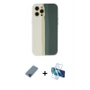 MARSİLYAN™- iPhone 12 Pro Kılıf Yadigar Çizgi - Siyah 3D Antistatik Seramik Nano Ekran Koruyucu + Mavi Metal Kamera Lens Koruma Cam