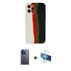 MARSİLYAN™- iPhone 12 Pro Kılıf Yadigar Çizgi - Siyah 3D Antistatik Seramik Nano Ekran Koruyucu + Neon Fosforlu Kamera Lens - MI