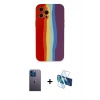 MARSİLYAN™- iPhone 12 Pro Kılıf Yadigar Çizgi - Siyah 3D Antistatik Seramik Nano Ekran Koruyucu + Neon Fosforlu Kamera Lens - MI