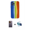 MARSİLYAN™- iPhone 12 Pro Kılıf Yadigar Çizgi - Siyah 3D Antistatik Seramik Nano Ekran Koruyucu + Neon Fosforlu Kamera Lens - SI
