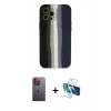 MARSİLYAN™- iPhone 12 Pro Kılıf Yadigar Çizgi - Siyah 3D Antistatik Seramik Nano Ekran Koruyucu + Neon Fosforlu Kamera Lens - SI