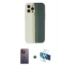 MARSİLYAN™- iPhone 12 Pro Kılıf Yadigar Çizgi - Siyah 3D Antistatik Seramik Nano Ekran Koruyucu + Neon Fosforlu Kamera Lens - SI