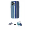 MARSİLYAN™- iPhone 12 Pro Kılıf Yadigar Çizgi - Siyah 3D Antistatik Seramik Nano Ekran Koruyucu + Renkli Kamera Lens Koruma Cam - PE