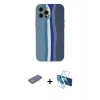 MARSİLYAN™- iPhone 12 Pro Kılıf Yadigar Çizgi - Siyah 3D Antistatik Seramik Nano Ekran Koruyucu + Renkli Kamera Lens Koruma Cam - YL