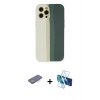 MARSİLYAN™- iPhone 12 Pro Kılıf Yadigar Çizgi - Siyah 3D Antistatik Seramik Nano Ekran Koruyucu + Renkli Kamera Lens Koruma Cam - MI