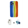 MARSİLYAN™- iPhone 12 Pro Kılıf Yadigar Çizgi - Siyah 3D Antistatik Seramik Nano Ekran Koruyucu + Shine Kamera Lens - GD