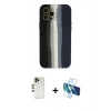 MARSİLYAN™- iPhone 12 Pro Kılıf Yadigar Çizgi - Siyah 3D Antistatik Seramik Nano Ekran Koruyucu + Shine Kamera Lens - GD
