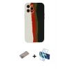 MARSİLYAN™- iPhone 12 Pro Kılıf Yadigar Çizgi - Siyah 3D Antistatik Seramik Nano Ekran Koruyucu + Shine Kamera Lens Koruma Cam - SABE