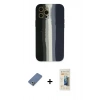 MARSİLYAN™- iPhone 12 Pro Kılıf Yadigar Çizgi - Siyah 6D Mat Seramik Hayalet Nano Ekran Koruyucu + Metal Kamera Lens Koruma Cam - AKYL