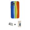 MARSİLYAN™- iPhone 12 Pro Kılıf Yadigar Çizgi - Siyah 6D Mat Seramik Hayalet Nano Ekran Koruyucu + Gold Rainbow Kamera Lens Koruma Cam