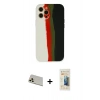 MARSİLYAN™- iPhone 12 Pro Kılıf Yadigar Çizgi - Siyah 6D Mat Seramik Hayalet Nano Ekran Koruyucu + Gold Rainbow Kamera Lens Koruma Cam