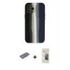 MARSİLYAN™- iPhone 12 Pro Kılıf Yadigar Çizgi - Siyah 6D Mat Seramik Hayalet Nano Ekran Koruyucu + Renkli Kamera Lens Koruma Cam - MI