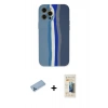 MARSİLYAN™- iPhone 12 Pro Kılıf Yadigar Çizgi - Siyah 6D Mat Seramik Hayalet Nano Ekran Koruyucu + Mavi Shine Kamera Lens Koruma Cam