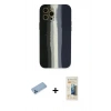MARSİLYAN™- iPhone 12 Pro Kılıf Yadigar Çizgi - Siyah 6D Mat Seramik Hayalet Nano Ekran Koruyucu + Mavi Shine Kamera Lens Koruma Cam