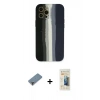 MARSİLYAN™- iPhone 12 Pro Kılıf Yadigar Çizgi - Siyah 6D Mat Seramik Hayalet Nano Ekran Koruyucu + Metal Kamera Lens Koruma Cam - MR