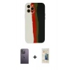 MARSİLYAN™- iPhone 12 Pro Kılıf Yadigar Çizgi - Siyah 6D Mat Seramik Hayalet Nano Ekran Koruyucu + Neon Fosforlu Kamera Lens - BZ