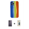 MARSİLYAN™- iPhone 12 Pro Kılıf Yadigar Çizgi - Siyah 6D Mat Seramik Hayalet Nano Ekran Koruyucu + Neon Fosforlu Kamera Lens - BZ