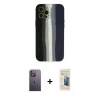 MARSİLYAN™- iPhone 12 Pro Kılıf Yadigar Çizgi - Siyah 6D Mat Seramik Hayalet Nano Ekran Koruyucu + Neon Fosforlu Kamera Lens - BZ