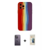MARSİLYAN™- iPhone 12 Pro Kılıf Yadigar Çizgi - Siyah 6D Mat Seramik Hayalet Nano Ekran Koruyucu + Neon Fosforlu Kamera Lens - BZ
