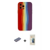 MARSİLYAN™- iPhone 12 Pro Kılıf Yadigar Çizgi - Siyah 6D Mat Seramik Hayalet Nano Ekran Koruyucu + Renkli Kamera Lens Koruma Cam - PE