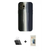 MARSİLYAN™- iPhone 12 Pro Kılıf Yadigar Çizgi - Siyah 6D Mat Seramik Hayalet Nano Ekran Koruyucu + Şeffaf Kamera Lens Koruma Cam