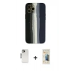 MARSİLYAN™- iPhone 12 Pro Kılıf Yadigar Çizgi - Siyah 6D Mat Seramik Hayalet Nano Ekran Koruyucu + Shine Kamera Lens - GS
