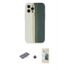 MARSİLYAN™- iPhone 12 Pro Kılıf Yadigar Çizgi - Siyah 6D Mat Seramik Hayalet Nano Ekran Koruyucu + Turuncu Renkli Kamera Lens Koruma Cam