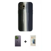 MARSİLYAN™- iPhone 12 Pro Kılıf Yadigar Çizgi - Siyah 6D Mat Seramik Hayalet Nano Ekran Koruyucu + Neon Fosforlu Kamera Lens - YL