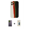 MARSİLYAN™- iPhone 12 Pro Kılıf Yadigar Çizgi - Siyah 6D Mat Seramik Hayalet Nano Ekran Koruyucu + Neon Fosforlu Kamera Lens - YL