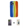 MARSİLYAN™- iPhone 12 Pro Kılıf Yadigar Çizgi - Siyah 6D Mat Seramik Hayalet Nano Ekran Koruyucu + Neon Fosforlu Kamera Lens - YL